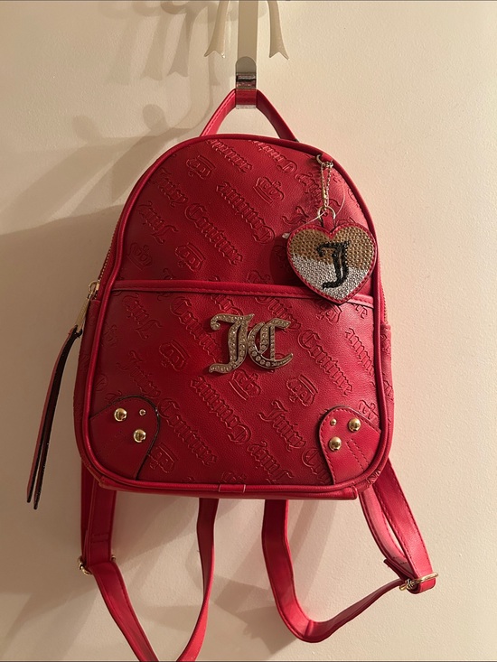 Juicy Couture Handbags - NEW Juicy Couture Red Embossed Mini Backpack with Sequin Heart Charm